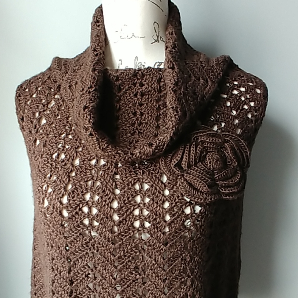 Delicate Knit Cape with Cowl Neck